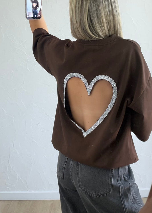 Tee-shirt Strass marron