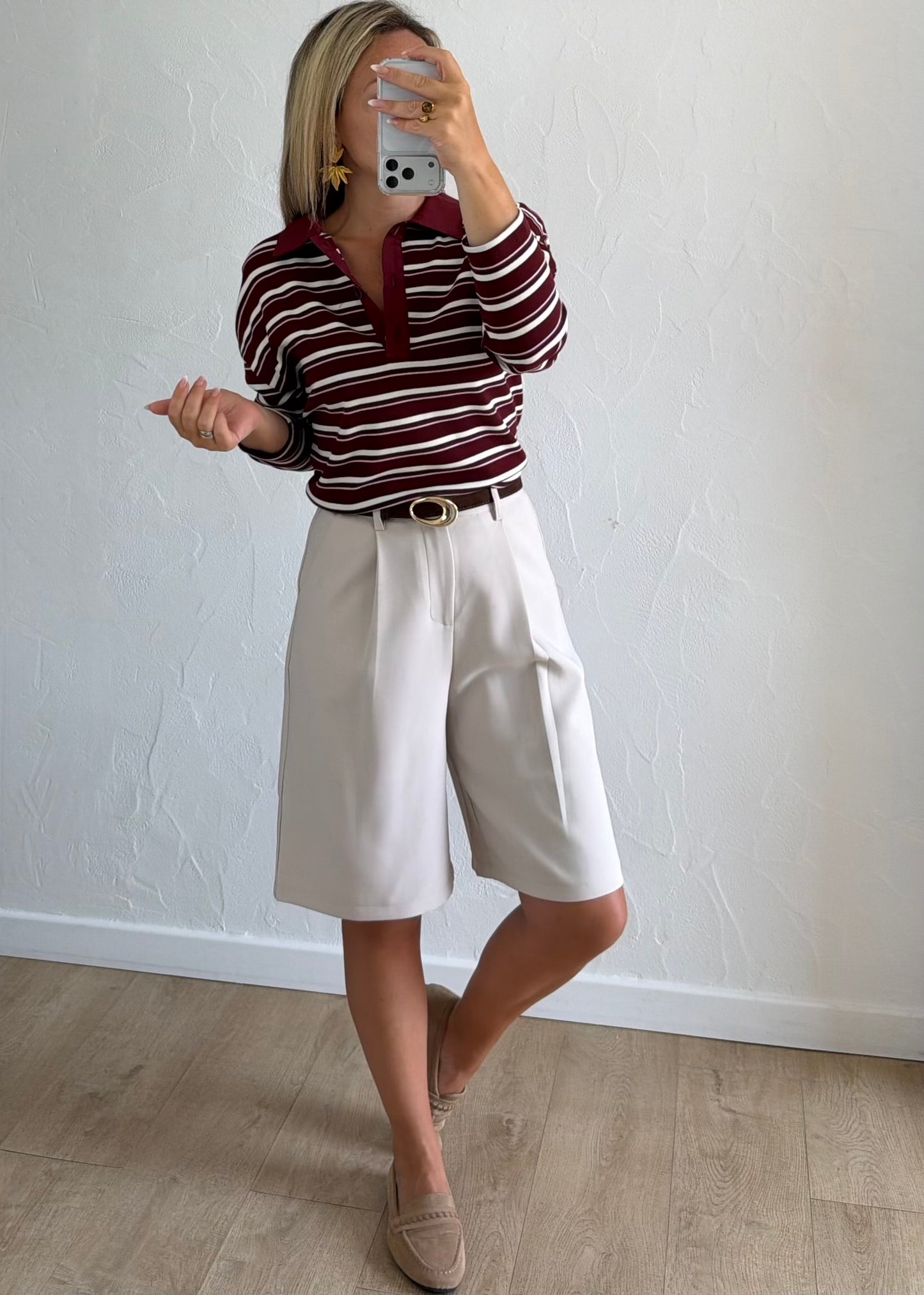 Polo Paris rayé bordeaux