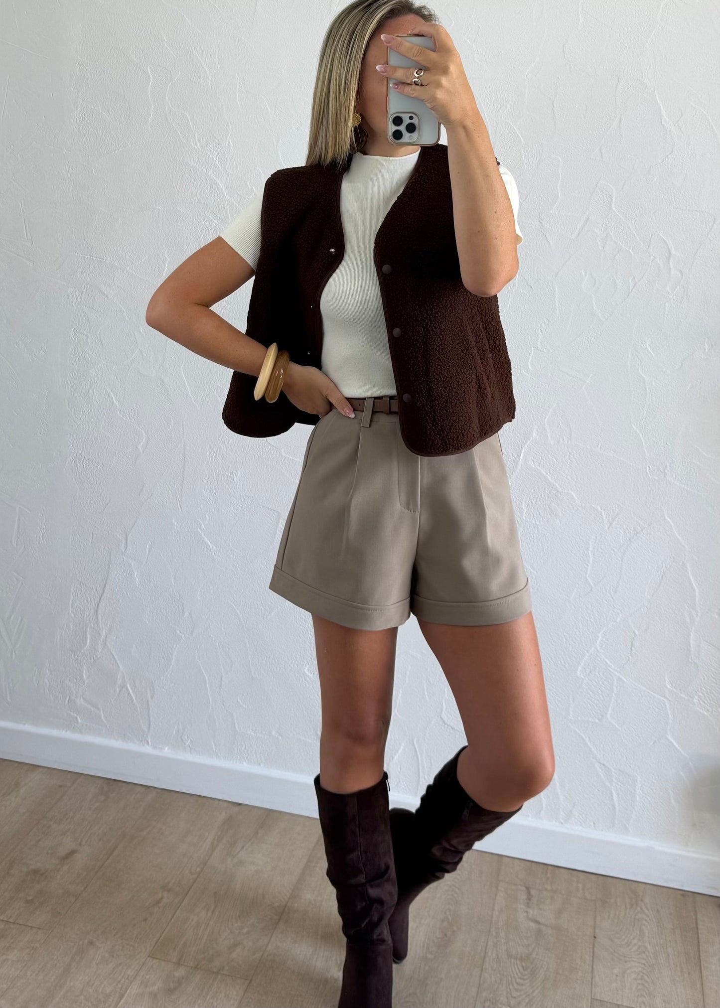 Veste sans manches LOUISE Marron