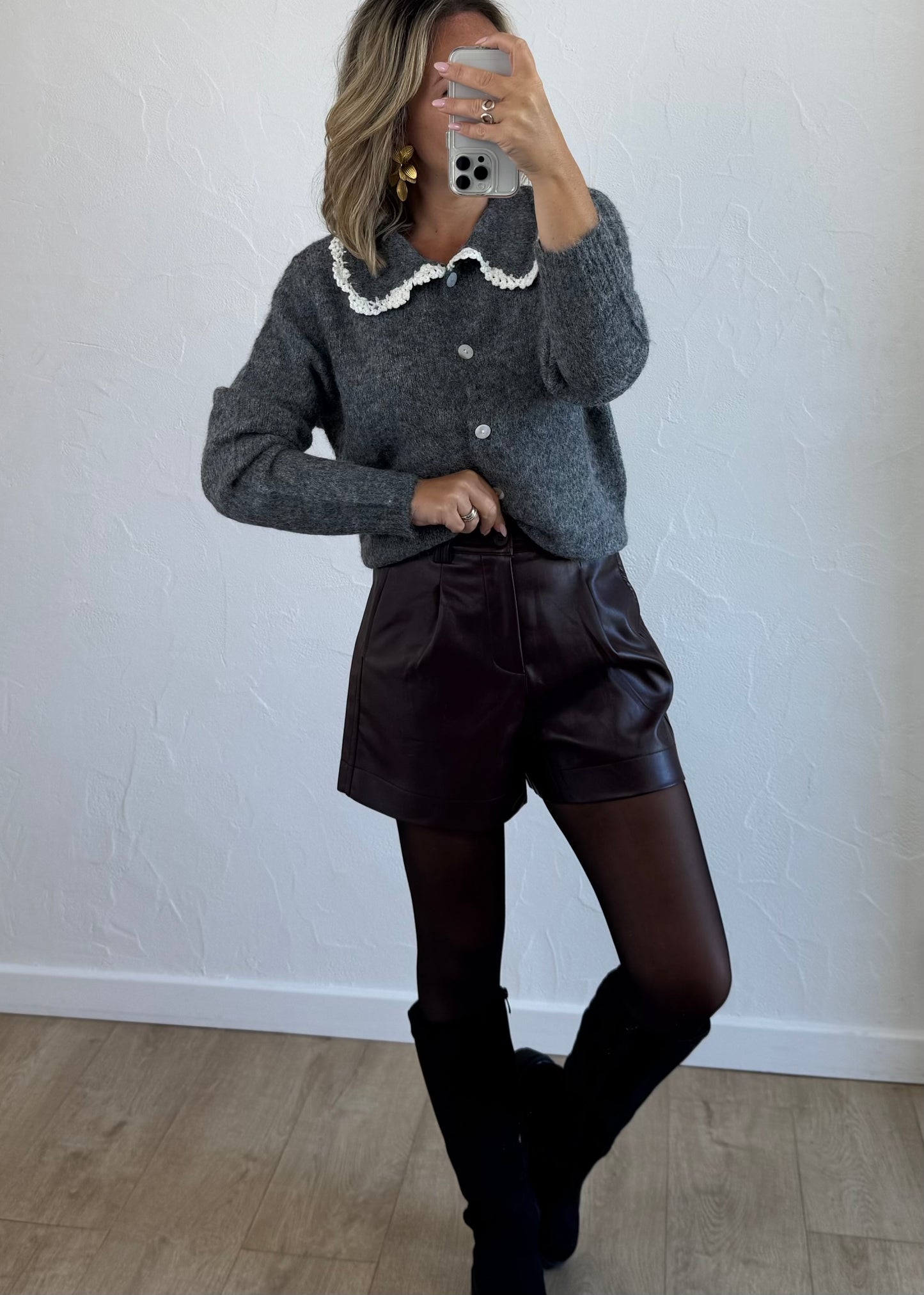 Short NAREL Bordeaux Simili cuir