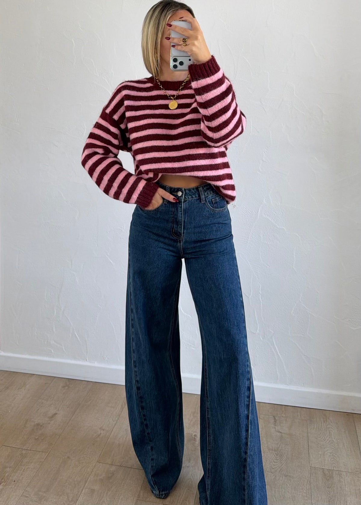 Pull Maylo rayé bordeaux