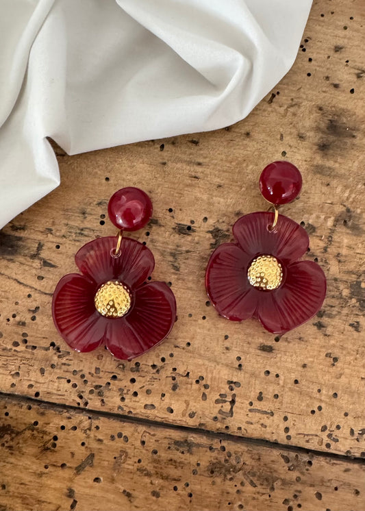 Boucles FLEURS Bordeaux