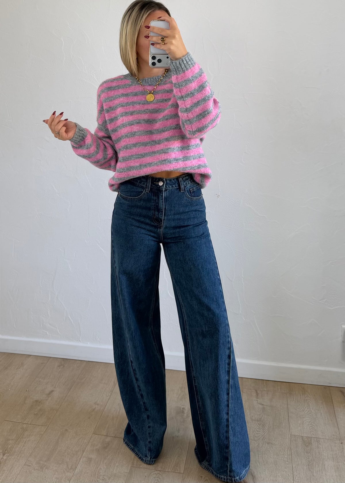 Pull Maylo rayée rose