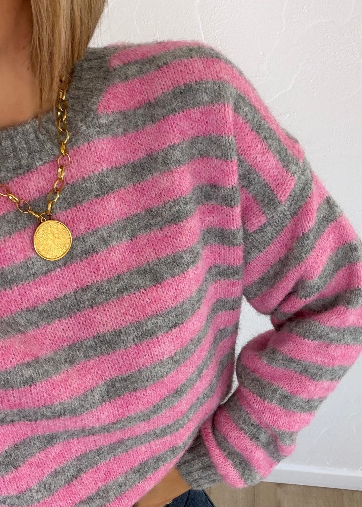 Pull Maylo rayée rose