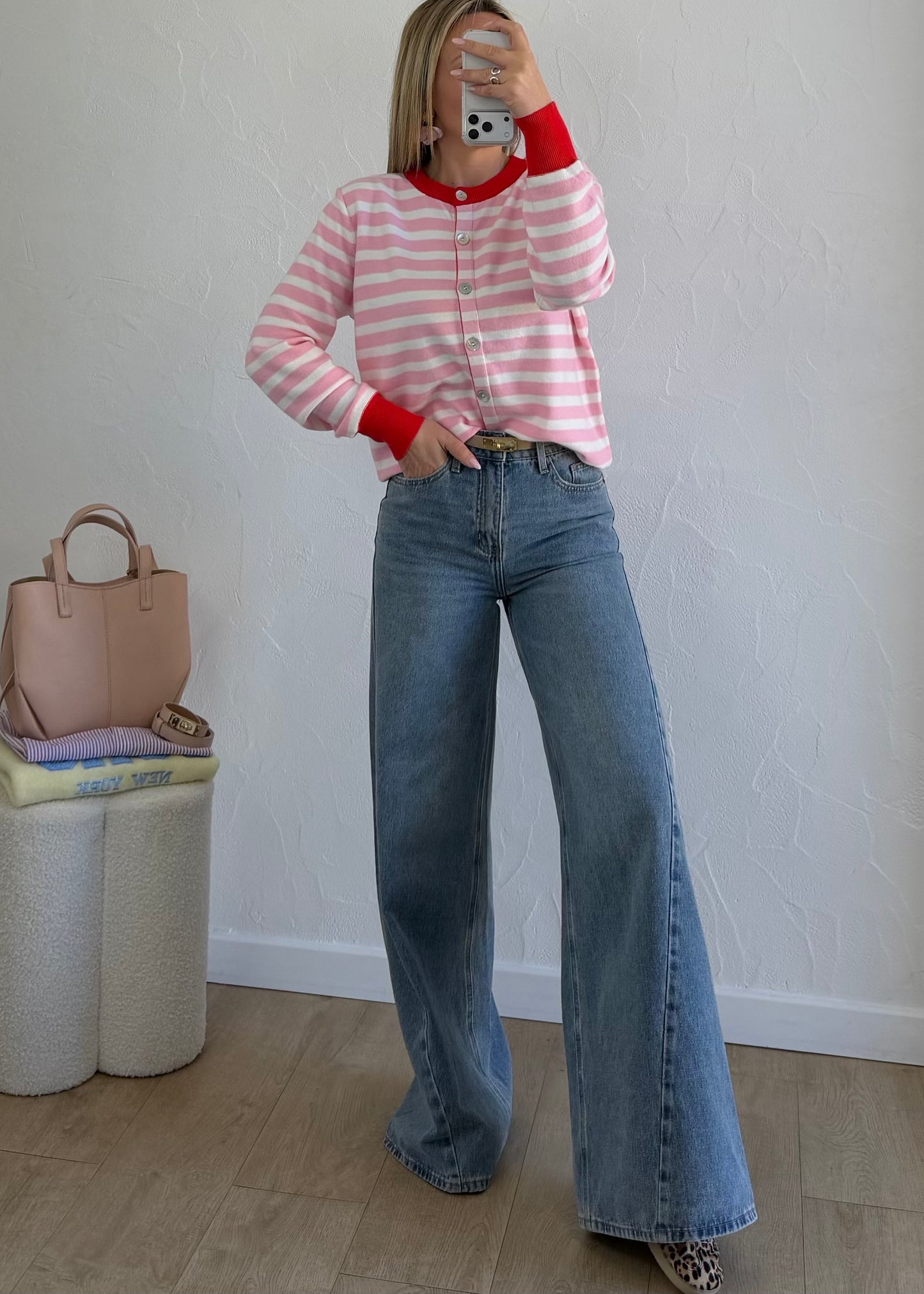 Pull ROMANE rose & rouge