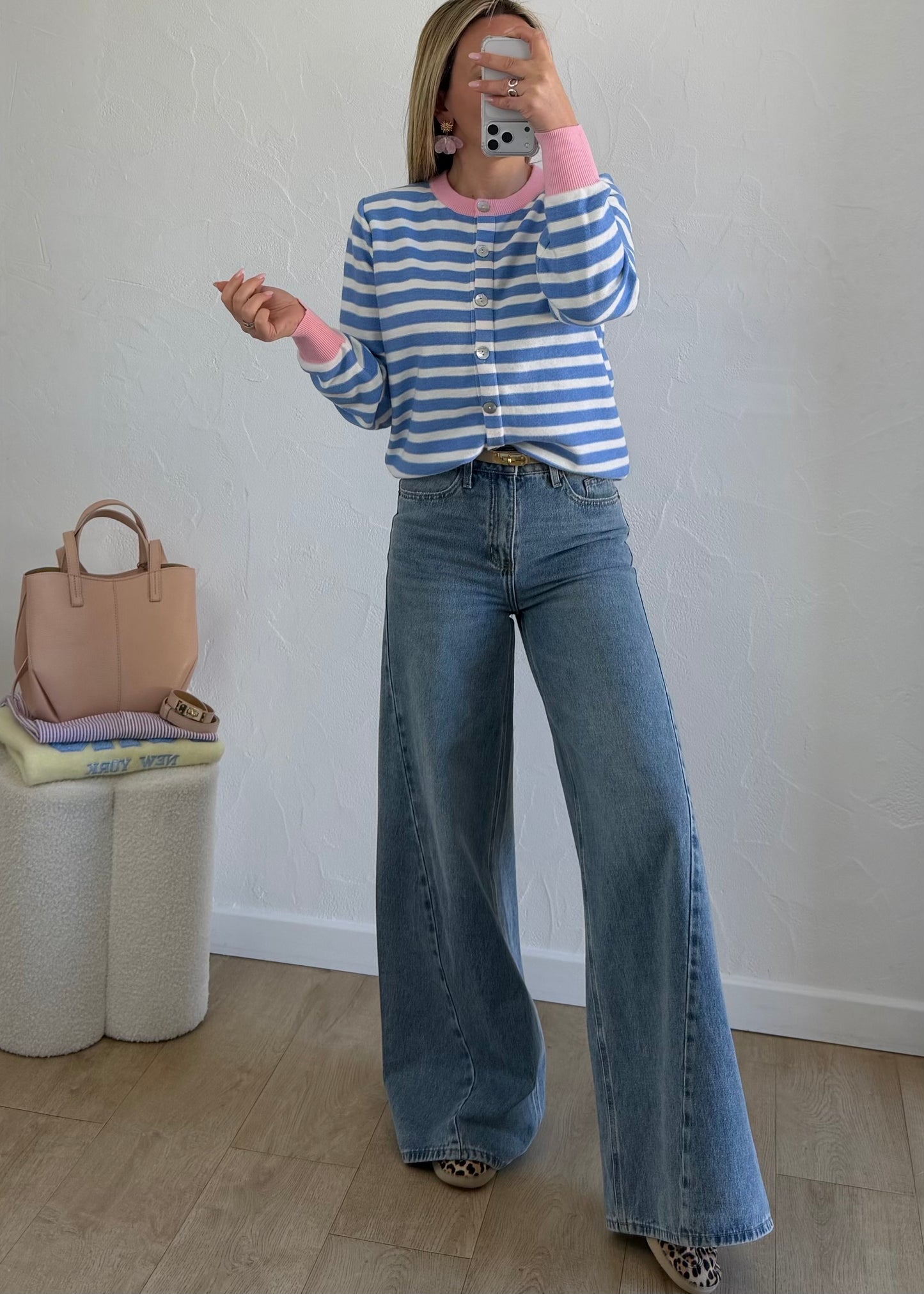 Pull ROMANE bleu & rose