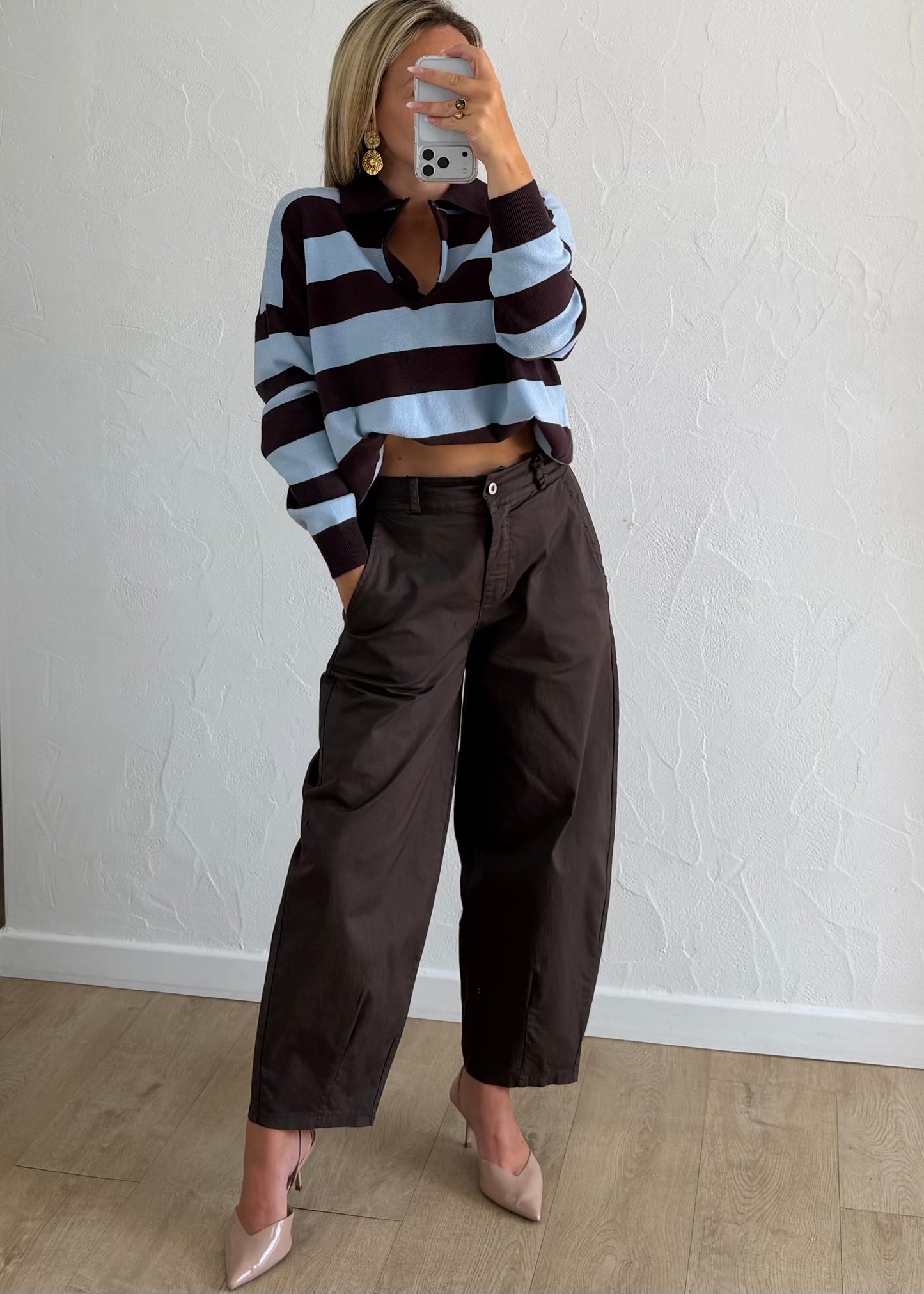 Pantalon Bennet barrel marron