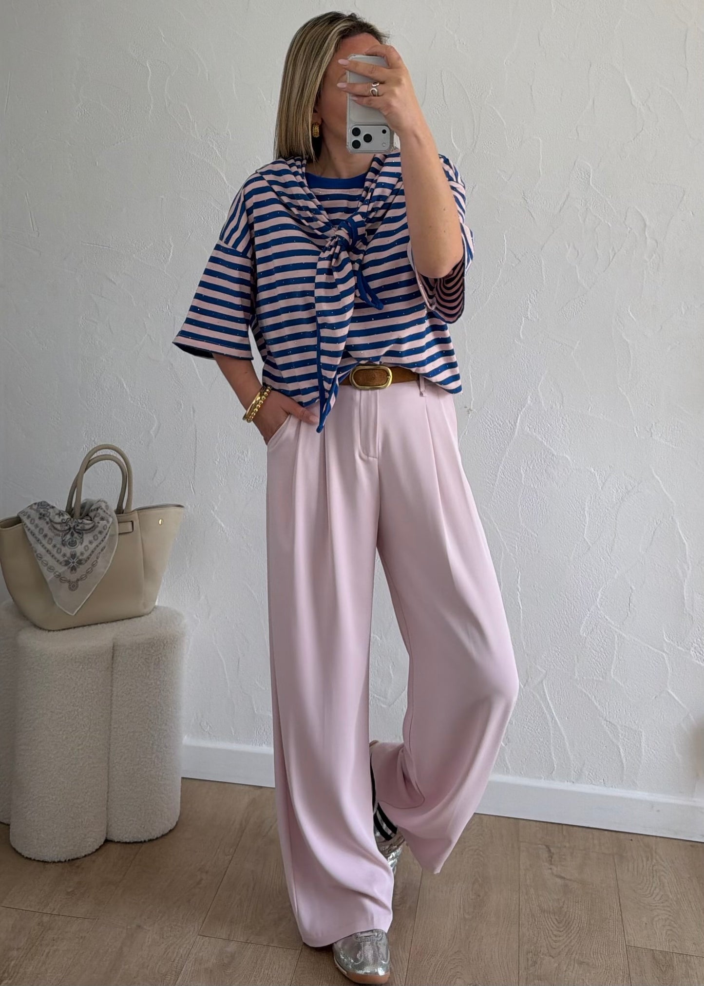 Tee-shirt ADRIANNA Bleu & Rose