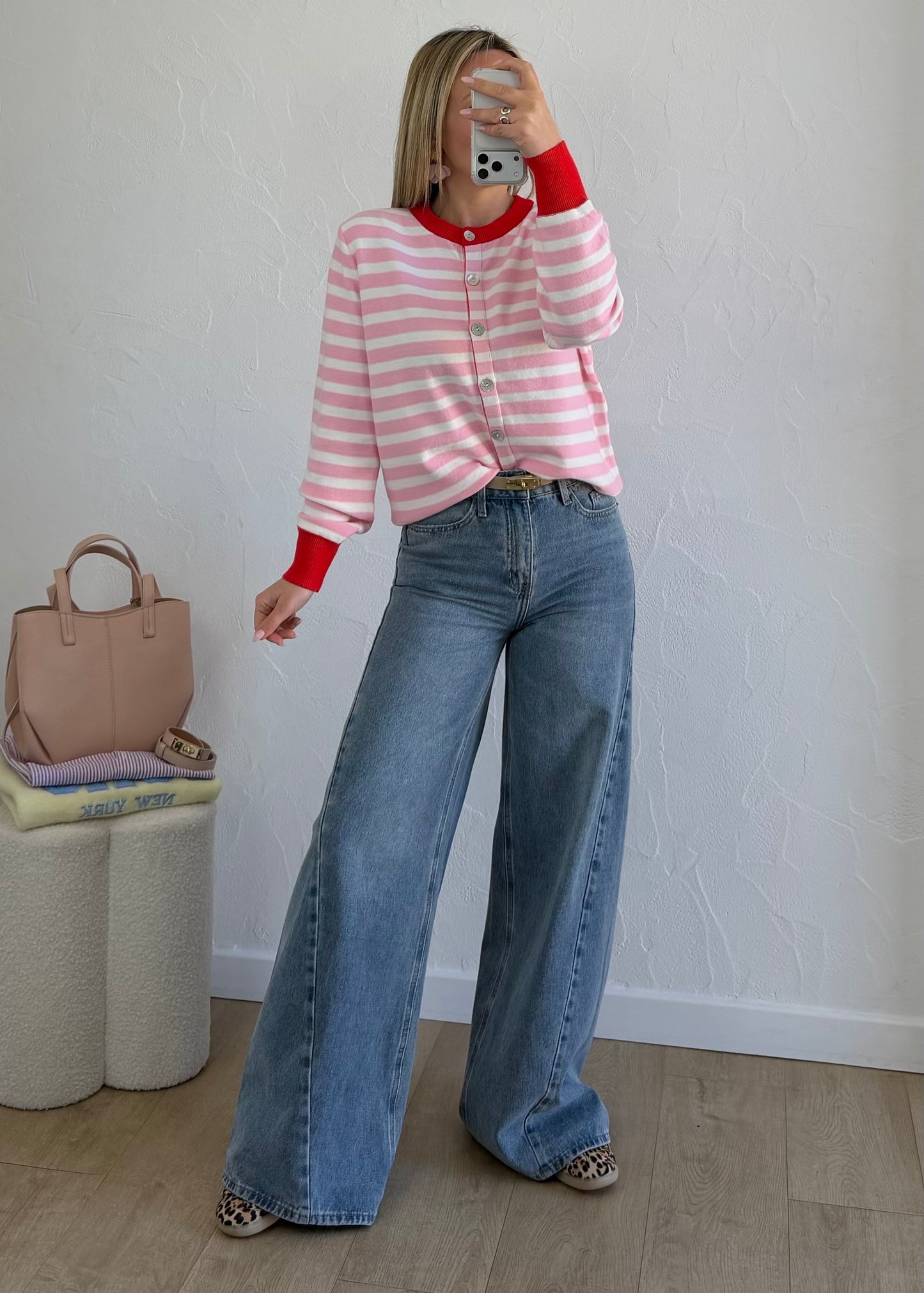 Pull ROMANE rose & rouge