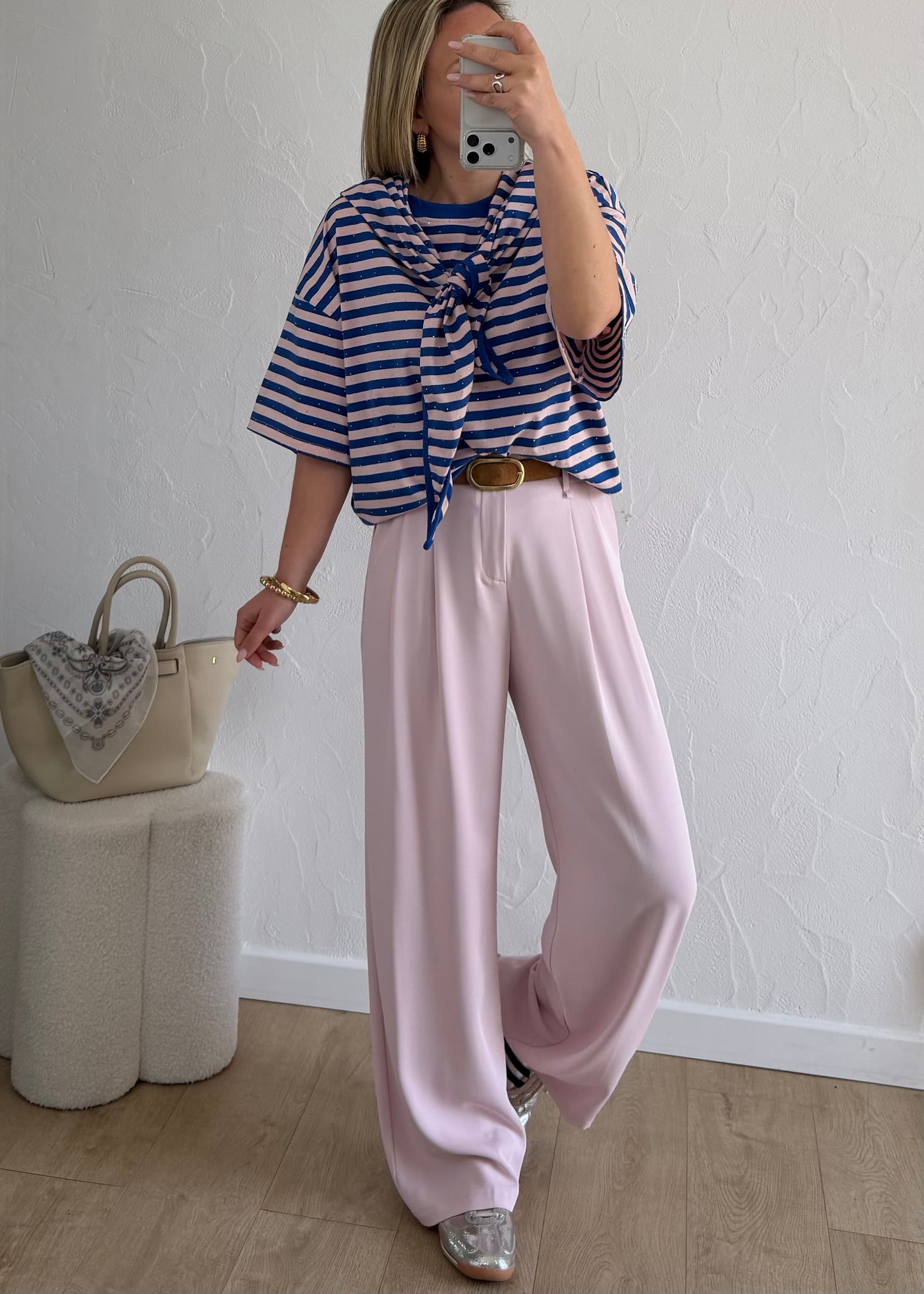 Tee-shirt ADRIANNA Bleu & Rose