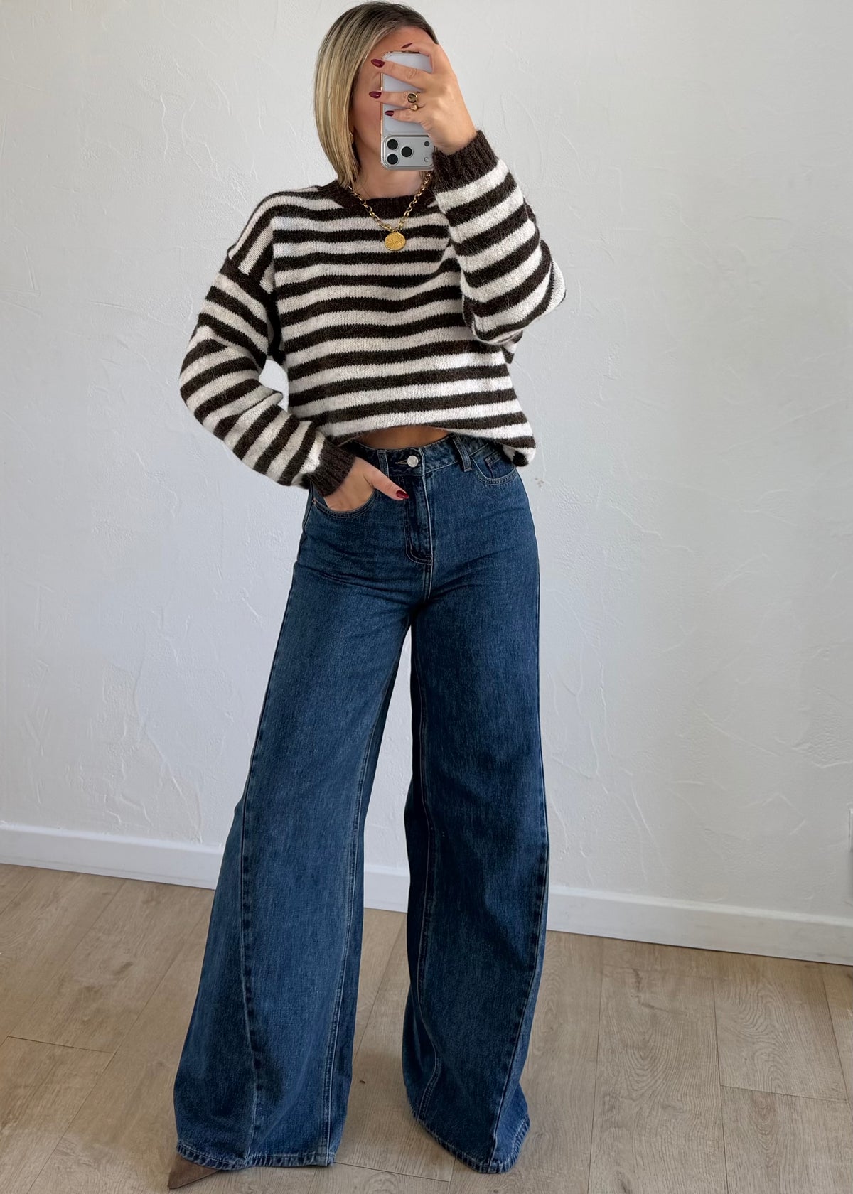 Pull Maylo rayé marron