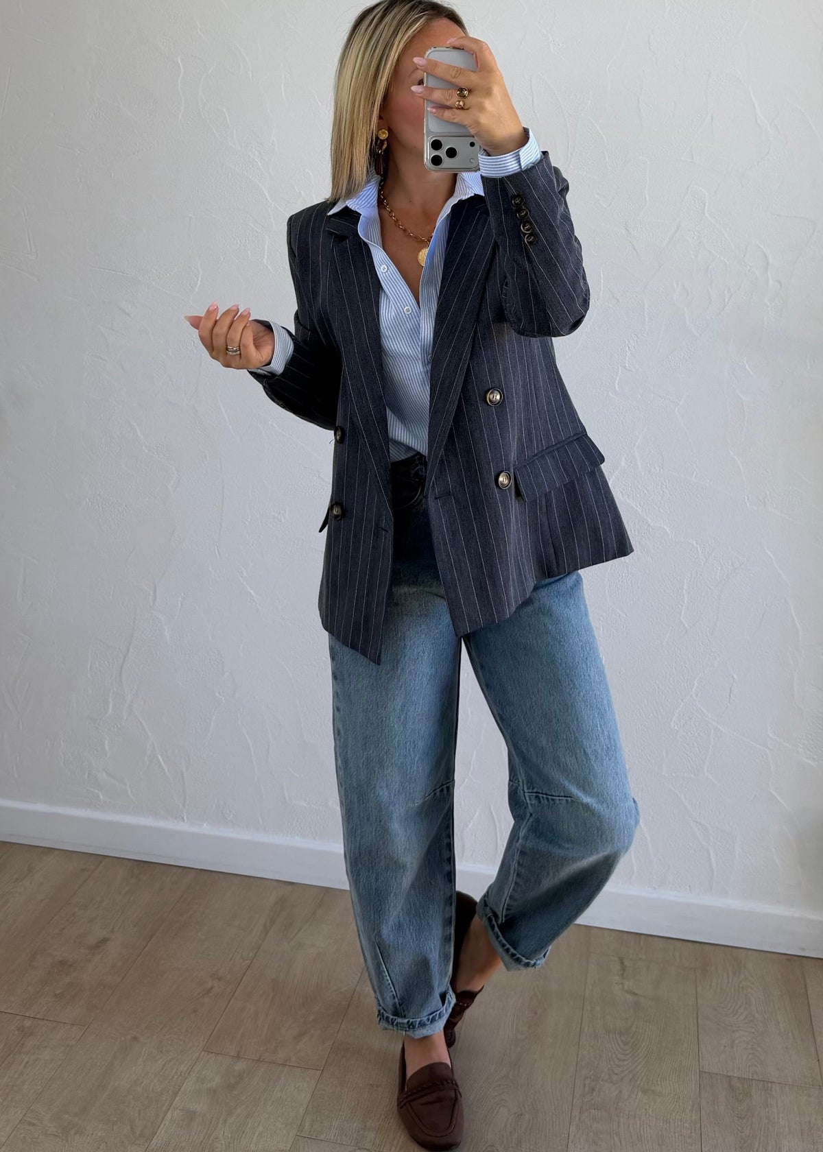 Blazer Silver rayé gris
