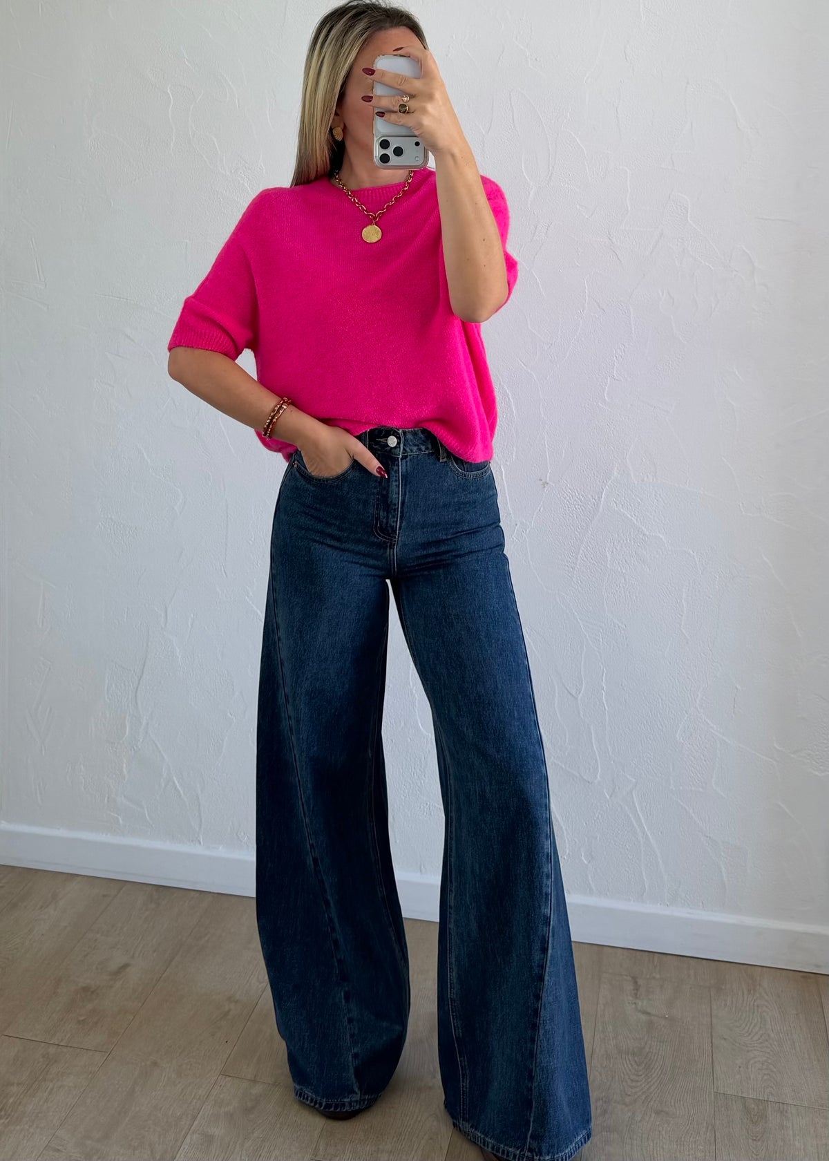 Pull Léna rose fluo