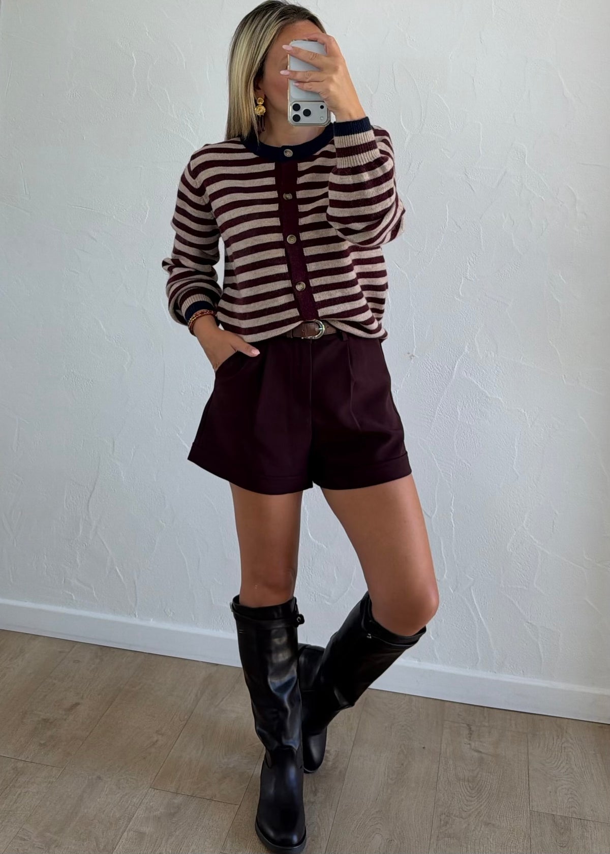 Gilet Dolly rayé bordeaux
