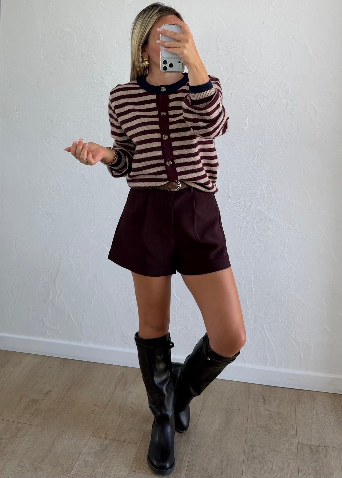 Gilet Dolly rayé bordeaux