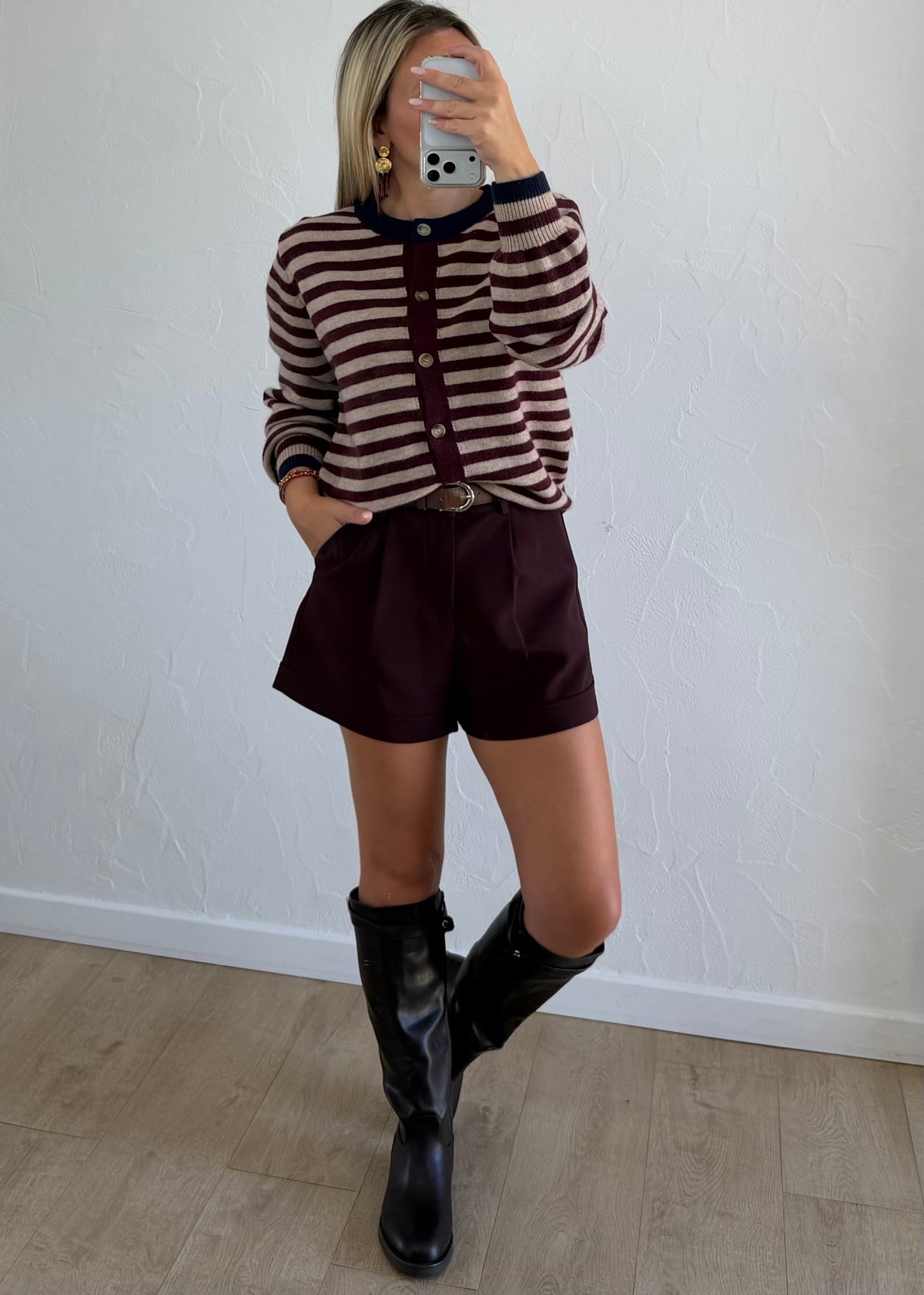 Gilet Dolly rayé bordeaux