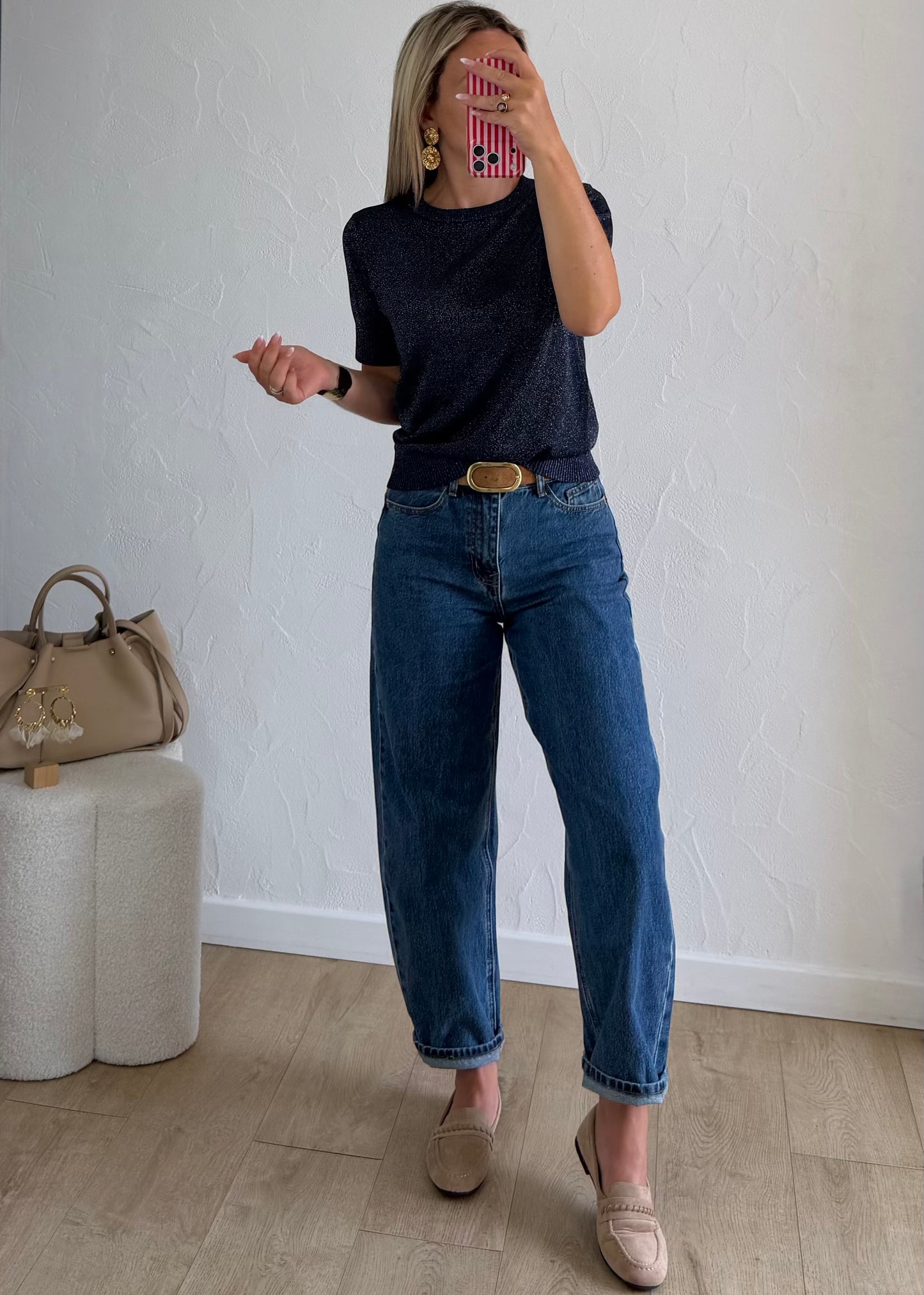 Top LOU en maille fine bleu marine