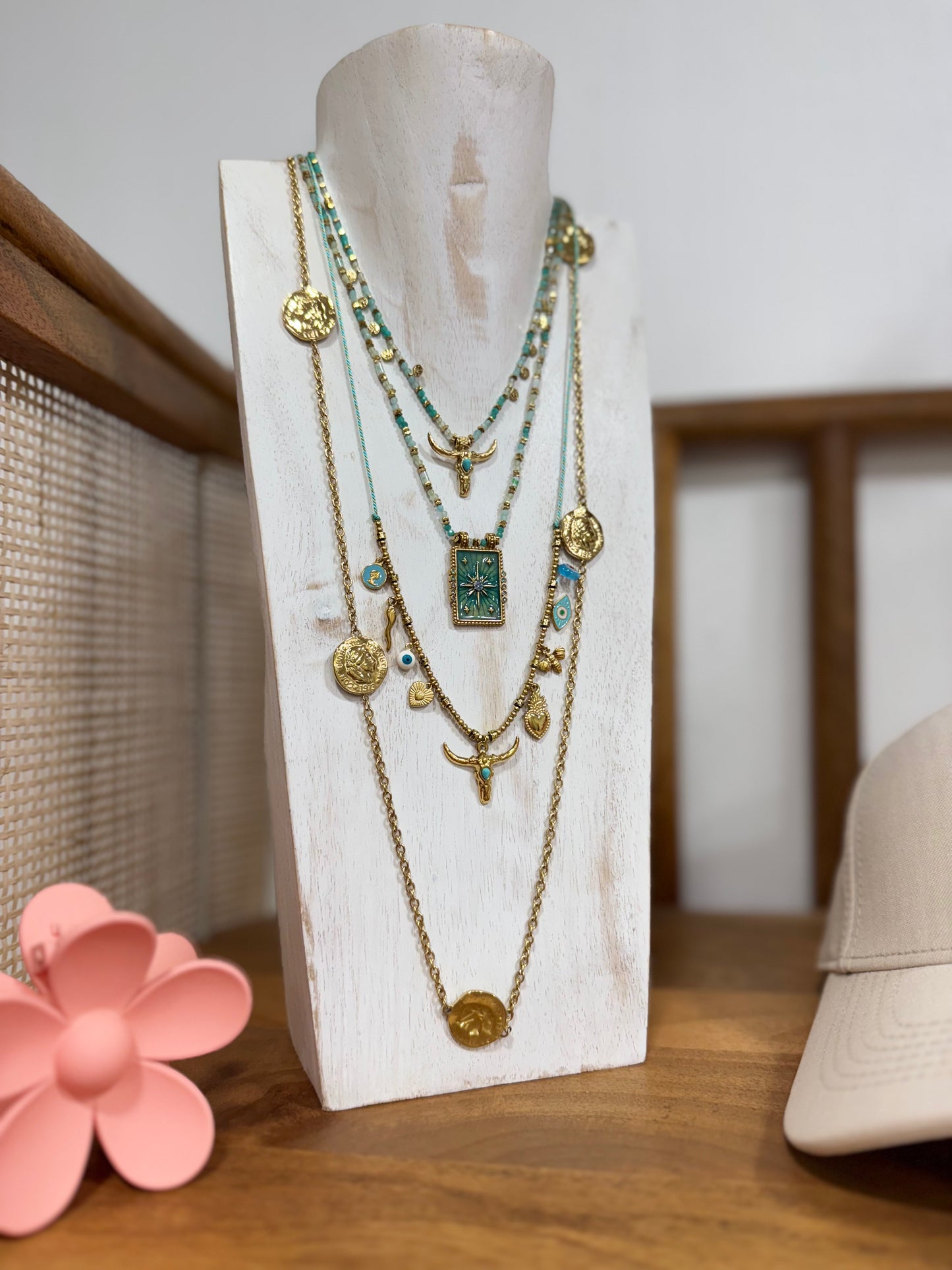 Collier turquoise avec soleil