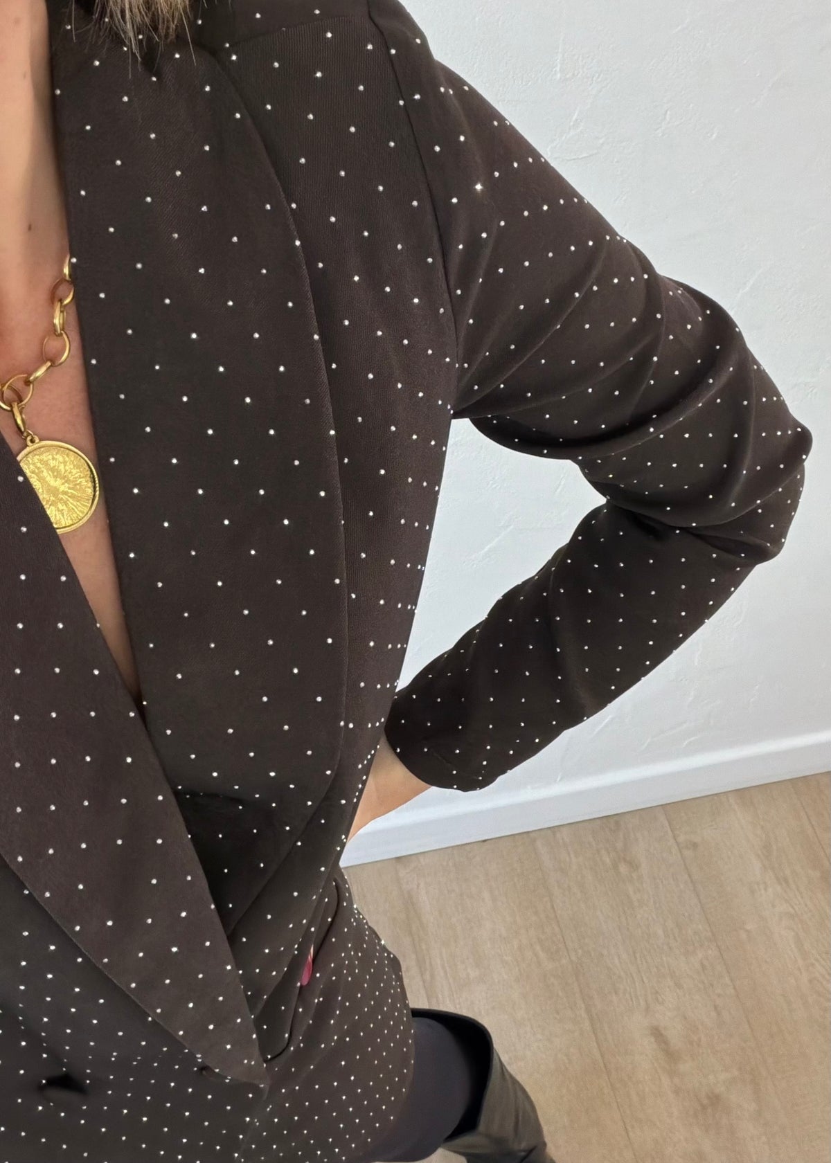 Combishort à strass Lise café