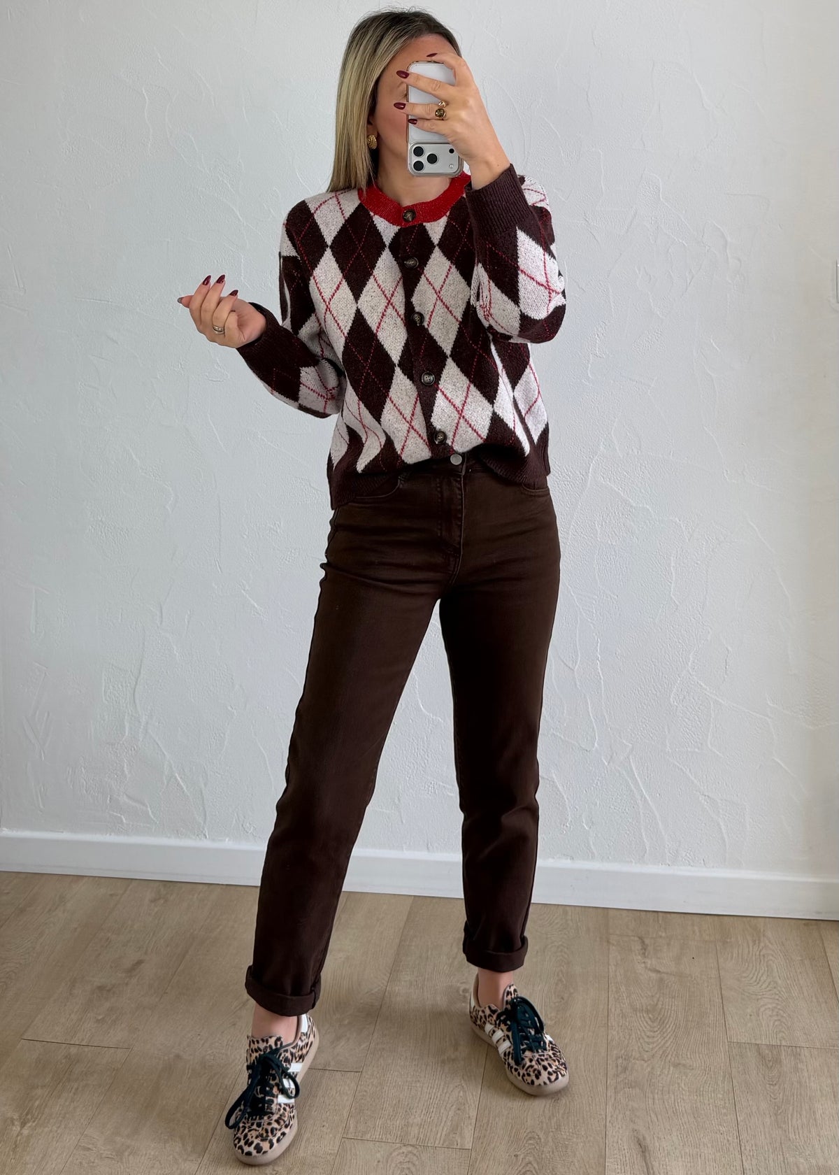 Gilet Malory à carreaux bordeaux