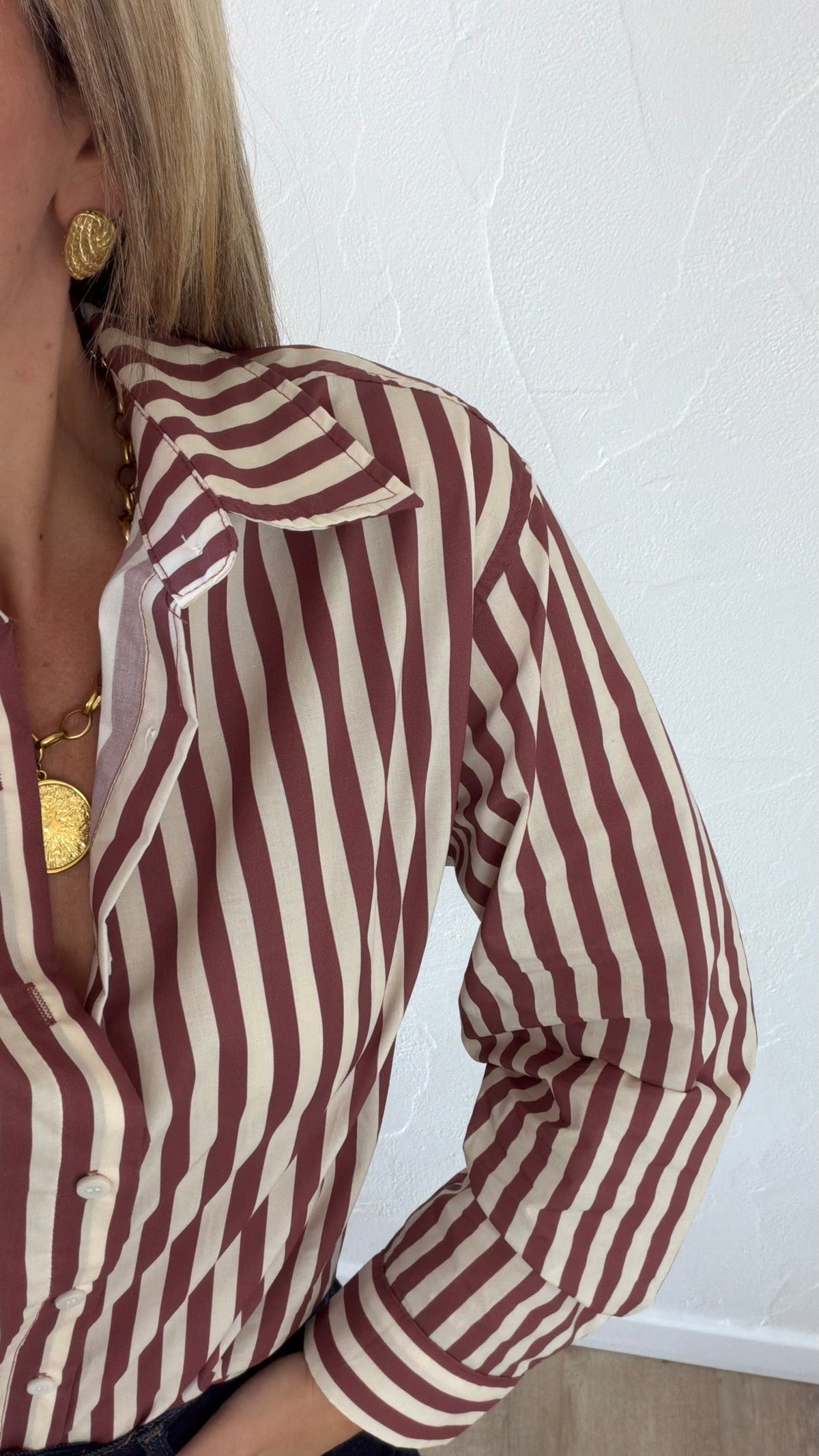 Chemise Estelle rayée bordeaux